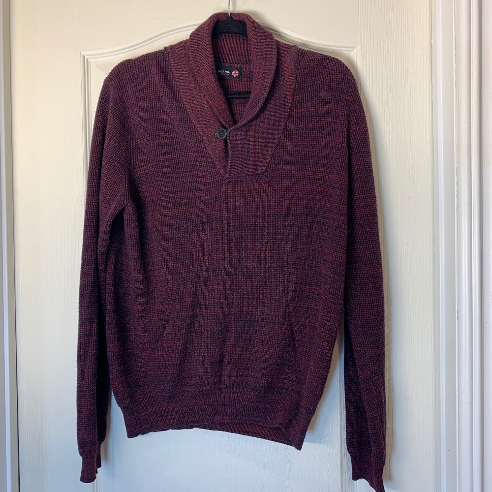 Anthony of London Men's Lightweight Burgundy Knit Sweater – Preppy Classic (M)